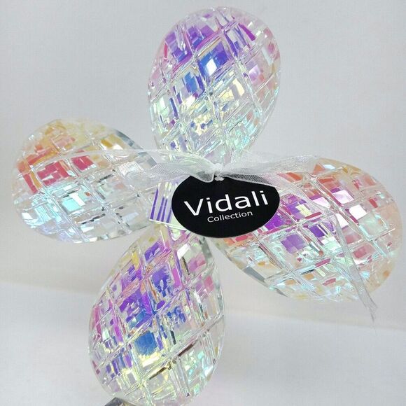 NWT Vidali Iridescent 8.75" Tall Crystal Cross Paperweight Wedding Baptism Decor - Picture 3 of 7